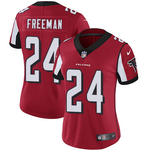 Nike Falcons #24 Devonta Freeman Red Team Color Women's Stitched NFL Vapor Untouchable Limited Jersey